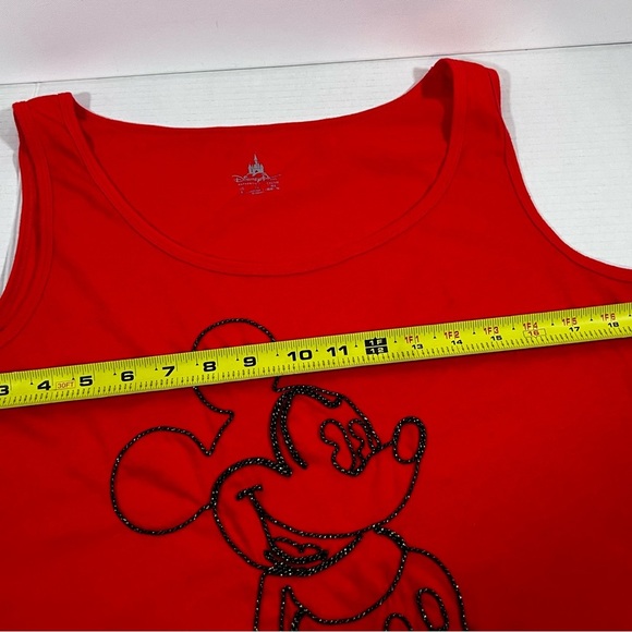 Disney World Parks Embroidered Stitched Mickey Mouse Orange Tank Top L Authentic - Picture 6 of 9